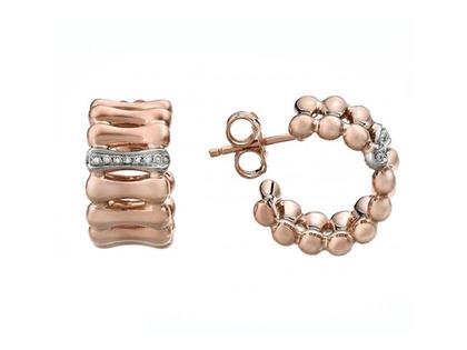 Chimento Bamboo Over Creolen Rotgold schmal gleichlaufend mit Brillanten 0,066ct – Ohrschmuck Creolen aus 750 Rotgold, 750 Weißgold und und .