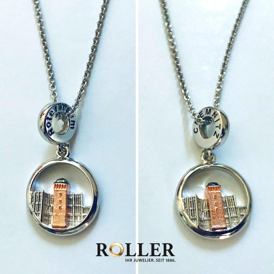 Juwelier Roller | Atelier Edition "Roter Turm" Collier aus Silber 45cm – Anhänger Anhänger ohne Besatz aus Edelstahl, Keramik und und . – Ansicht 2