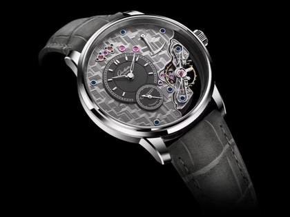 Glashütte Original PanoInverse Handaufzug Platin 42mm skelettiertes Zifferblatt graues Lederband Limited Edition – Herrenuhren Uhr ohne Datum aus 950 Platin. Das Gehäuse ist rund und silber. Das Lederarmband Kroko / Alligator ist grau. Das Zifferblatt ist ein Index in silber. – Ansicht 2