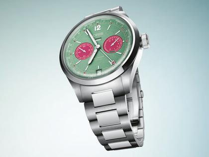 Oris Big Crown Calibre 113 Handaufzug Edelstahl 43mm grünes Zifferblatt Metallband – Herrenuhren Uhr mit Datum aus Edelstahl. Das Gehäuse ist rund und silber. Das Edelstahlarmband ist silber. Das Zifferblatt ist arabisch Index und grün. – Ansicht 3