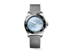 Longines HydroConquest Automatik Edelstahl 39mm blaues Zifferblatt Metallband – Herrenuhren Uhr mit Datum aus Edelstahl. Das Gehäuse ist rund und silber. Das Edelstahlarmband ist silber. Das Zifferblatt ist ein Index in blau.