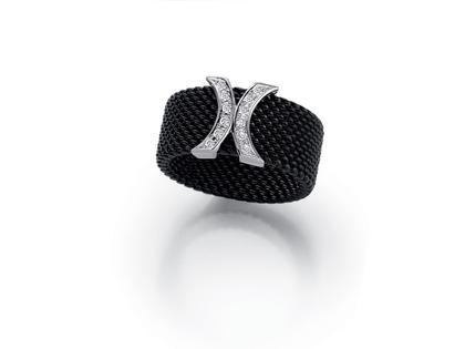 Cédé Creation  Milanaise   Muster dreifach Ring – Ringe Ring mit Besatz aus 750 Weißgold, Edelstahl und und .