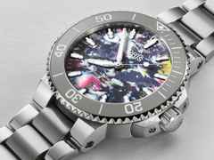 Oris Aquis Date Upcycle Automatik Edelstahl 41,5mm mehrfarbiges Zifferblatt Metallband – Herrenuhren Uhr mit Datum aus Edelstahl und Keramik. Das Gehäuse ist rund und silber. Das Edelstahlarmband ist silber. Der Zifferblatt ist ein Index. – Ansicht 2