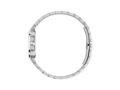 Gucci G-Flat Quarz Edelstahl 30mm schwarzes Zifferblatt Metallband YA166505 – Damenuhren Uhr mit Datum aus Edelstahl. Das Gehäuse ist rechteckig und silber. Das Edelstahlarmband ist silber. Das Zifferblatt ist römisch Index und schwarz. – Ansicht 3