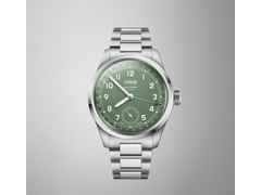 Oris Big Crown Pointer Date Calibre 403 Automatik Edelstahl 40mm grünes Zifferblatt Metallband – Herrenuhren Uhr mit Datum aus Edelstahl. Das Gehäuse ist rund und silber. Das Edelstahlarmband ist silber. Das Zifferblatt ist arabisch und grün. – Ansicht 5