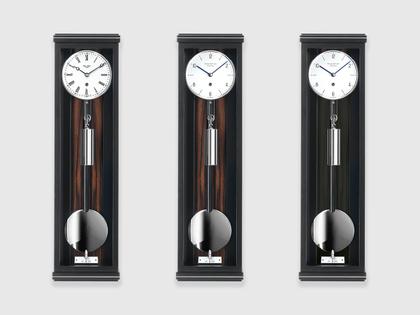 Erwin Sattler Seilzug Regulator Wanduhr Classica 60 M schwarz – Großuhren Wanduhr aus . Das Gehäuse ist rechteckig und schwarz. Das Zifferblatt ist arabisch Index und weiß. – Ansicht 3