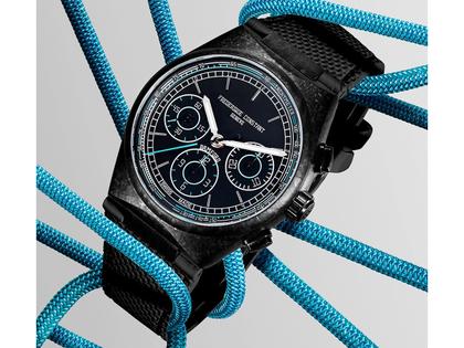 Frederique Constant X Bamford Watch Department Highlife Chronograph Automatik Titan 41mm schwarzes Zifferblatt schwarzes Kautschukband limitiert – Herrenuhren Chronograph aus Edelstahl, Kautschuk, PVD beschichtet und Titan. Das Gehäuse ist rund und schwarz. Das Kautschuk / Kunststoff / Silikon Armband ist schwarz. Das Zifferblatt ist ein Index in schwarz. – Ansicht 6