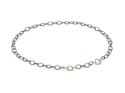 Jörg Kaiser Collier Edelstahl Schwarz Rotgold 50cm mit Brillanten 0,480ct – Halsschmuck Collier aus 950 Platin, Edelstahl und und .