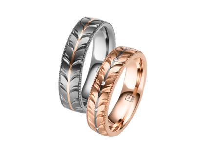 Tantalum Trauringpaar aus Tantal und Rotgold 6,0mm gewölbt mit Brillanten 0,050ct – Ringe Trauring mit Besatz aus 750 Rotgold, Tantal und und .