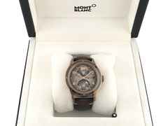 Montblanc 1858 Automatic Geosphere Limited Edition "Wüste Gobi" Bronze 42mm Lederband MB128504 Full Set Occasion – Herrenuhren Uhr mit Datum aus Bronze, Keramik und Titan. Das Gehäuse ist rund und bronze. Das Lederarmband ist braun. Das Zifferblatt ist arabisch Index und braun. – Ansicht 5