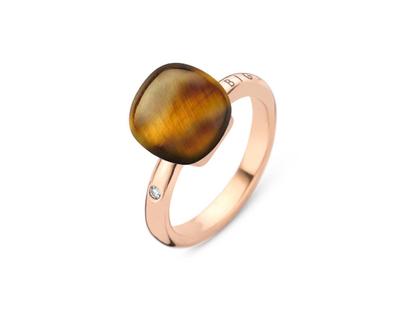Bigli Mini Sweety "Pure Tiger Eye" Ring Roségold Gr. M mit Brillant 0,020ct – Ringe Ring mit Besatz aus 750 Rotgold.