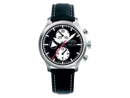 Mühle Glashütte Terranaut I Chronograph – Herrenuhren Chronograph aus Edelstahl. Das Armband ist ein Lederarmband. Der Zifferblatt ist ein Index.