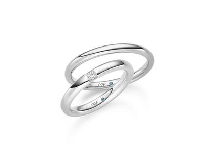 Eduard G. Fidel EGF  Trauringpaar Weißgold 3,0mm gewölbt mit Brillant 0,100ct – Ringe Trauring mit Besatz aus 585 Weißgold.