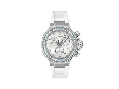 Tissot T-Race Chronograph Quarz Edelstahl 38mm weißes Zifferblatt weißes Kautschukband – Herrenuhren Chronograph aus Edelstahl und Kautschuk. Das Gehäuse ist rund und silber. Das Kautschuk / Kunststoff / Silikon Armband ist weiß. Das Zifferblatt ist ein Index in weiß.