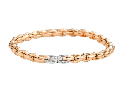 Silhouette Schmuck Armband Rotgold Weißgold 16,5cm mit Brillanten 0,440ct – Armschmuck Armband aus 750 Rotgold, 750 Weißgold und und .
