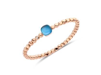Bigli Mini Sweety "Eclectic Blue" Armband Roségold mit Brillant 0,020ct – Armschmuck Armband aus 750 Rotgold.