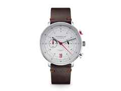 Sternglas Hamburg Chrono Quarz Edelstahl 42mm weißes Zifferblatt braunes Lederband – Herrenuhren Chronograph aus Edelstahl. Das Gehäuse ist rund und silber. Das Lederarmband ist braun. Das Zifferblatt ist arabisch Index und weiß.