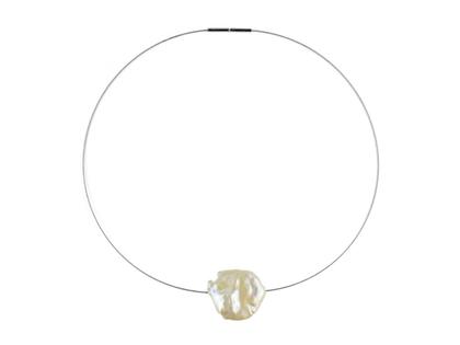 Juwelier Roller | Atelier Collier Edelstahl 40cm mit weißer Süßwasserperle – Halsschmuck Collier aus Edelstahl.
