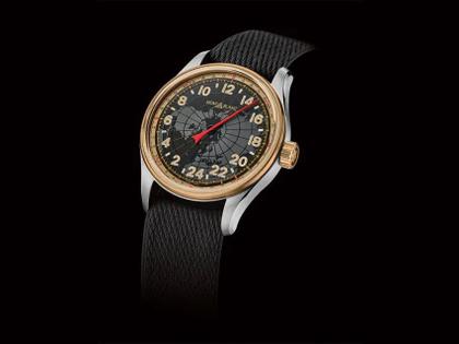 Montblanc 1858 Automatic 24H Edelstahl Bronze – Herrenuhren Uhr ohne Datum aus Bronze und Edelstahl. Das Gehäuse ist rund und silber-roségold. Das Textilarmband ist beige. Das Zifferblatt ist arabisch Index und schwarz. – Ansicht 2