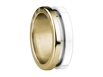 Bering Arctic Symphony Außenring schmal einseitig Edelstahl IP Gelb und Keramik weiß – Ringe Ring mit Besatz aus Edelstahl, IP beschichtet und und .