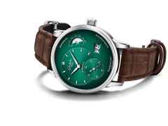 Glashütte Original PanoMaticLunar Automatik Edelstahl 40mm grünes Zifferblatt braunes Lederband – Herrenuhren Uhr mit Datum aus Edelstahl. Das Gehäuse ist rund und silber. Das Lederarmband Kroko / Alligator ist braun. Das Zifferblatt ist ein Index in grün. – Ansicht 6