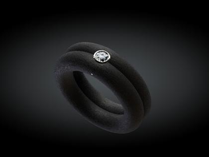 André Ribeiro Ring Kautschuk mit Brillant 0,15 – Ringe Ring mit Besatz aus 750 Weißgold, Kautschuk und und .