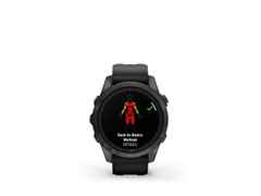 Garmin epix Pro Sapphire Titan carbongrau beschichtet 42 mm Kautschukband schwarz – Herrenuhren Uhr Multifunktion aus DLC beschichtet, Kautschuk und Titan. Das Gehäuse ist rund und schwarz. Das Kautschuk / Kunststoff / Silikon Armband ist schwarz. Das Zifferblatt ist digital und schwarz. – Ansicht 2