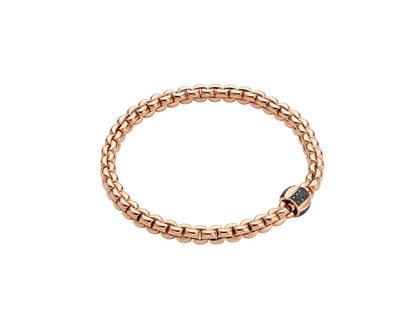 Fope Eka Flex'It Men   Armband   schmal Roségold M mit schwarzen Brillanten 0,240ct flexibel – Armschmuck Armband aus 750 Rotgold und und rhodiniert.
