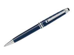 Montblanc Around the World in 80 Days Classique Kugelschreiber blau – Schreibgeräte Kugelschreiber aus Edelharz und und platiniert.