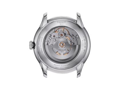 Tissot Chemin des Tourelles Powermatic 80 Automatik Edelstahl 42mm grünes Zifferblatt Metallband – Herrenuhren Uhr mit Datum aus Edelstahl. Das Gehäuse ist rund und silber. Das Edelstahlarmband ist silber. Das Zifferblatt ist ein Index in grün. – Ansicht 3