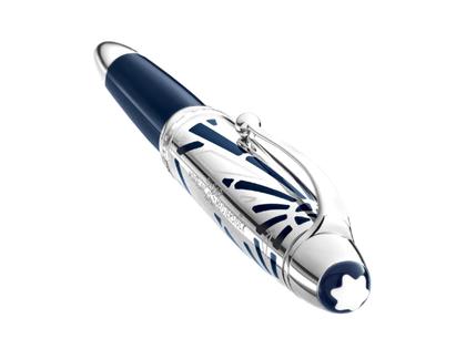 Montblanc The Origin Collection Doué LeGrand Rollerball dunkelblaues Edelharz platinumbeschichtet – Schreibgeräte Rollerball in blau und aus Edelharz und platiniert. – Ansicht 3