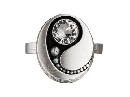 Nordform Design 07 Damenring mit Bergkristall – Ringe Ring mit Besatz aus 925 Silber.