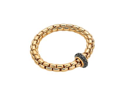 Fope Eka Flex'It Men  Armband breit Gelbgold M 1 Ronde mit Brillanten 2,66ct schwarz flexibel – Armschmuck Armband aus 750 Gelbgold, 750 Weißgold und und rhodiniert.