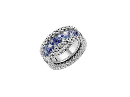 Fope Bubble Rings Ring Weißgold poliert mit Saphiren und Brillanten 0,710ct – Ringe Ring mit Besatz aus 750 Weißgold.