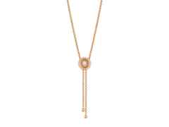 Jörg Heinz Swing Boho Y-Collier XL Roségold 80cm mit naturbraunen Brillanten 1,44ct – Halsschmuck Collierkette aus 750 Rotgold.