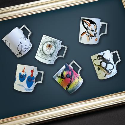 Meissen MUG Henkelbecher Juwelier Roller Art Edition "Dagmar Zemke, Lunar" – Porzellanwaren Tafelporzellan in weiß und aus Porzellan und vergoldet. – Ansicht 6