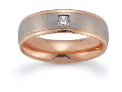 Gerstner Trauring Nr. 12 mit Diamanten – Ringe Trauring mit Besatz aus 585 Weißgold/Rotgold.