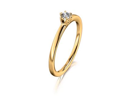 Meister Verlobungsring Solitaire Gelbgold mit Brillant 0,090ct – Ringe Ring aus 750 Gelbgold.