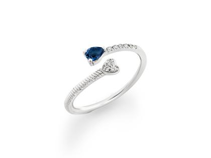Juwelier Roller | Atelier Ring Weißgold mit blauem Saphir und Diamanten 0,060ct – Ringe Ring mit Besatz aus 750 Weißgold.
