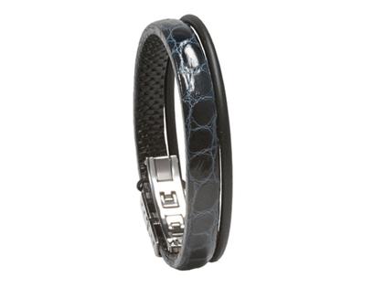 Wendestein/ Balance Band Armband Alligatorleder Darknite – Armschmuck Armband aus Edelstahl, Kautschuk und und .