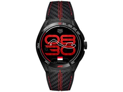Herrenuhren Uhr Multifunktion aus DLC beschichtet und Titan. Das Gehäuse ist rund und schwarz. Das Lederarmband ist schwarz. Der Zifferblatt ist digital.