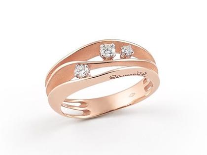 Cammilli Firenze Dune Ring Pink Champagne Gold 3reihig mit Brillanten 0,190ct – Ringe Ring mit Besatz aus 750 Rotgold.