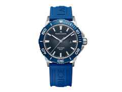 Maurice Lacroix Pontos S Solar Date Quarz Edelstahl 42mm blaues Zifferblatt blaues Kautschukband – Herrenuhren Uhr mit Datum aus Aluminium, Edelstahl und Kautschuk. Das Gehäuse ist rund und silber. Das Kautschuk / Kunststoff / Silikon Armband ist blau. Das Zifferblatt ist ein Index in blau.