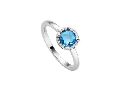 Elaine Firenze Ring Weißgold mit blauem Topas und Brillanten 0,070ct – Ringe Ring aus 585 Weißgold.