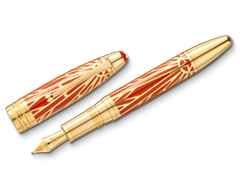 Montblanc The Origin Collection Solitaire LeGrand Füllfederhalter M korallfarbenes Edelharz vergoldet – Schreibgeräte Füllfederhalter in rot und aus 750 Gelbgold, Edelharz und vergoldet.