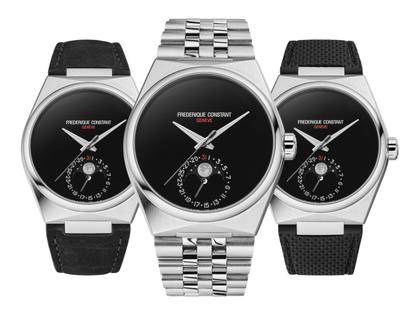 Frederique Constant Highlife Moonphase Date Manufacture Time+Tide Automatik Edelstahl 39mm schwarzes Onyx Zifferblatt – Herrenuhren Uhr mit Datum aus Edelstahl und Leder. Das Gehäuse ist rund und silber. Das Edelstahlarmband ist silber. Das Zifferblatt ist ohne Zeichen und schwarz. – Ansicht 3