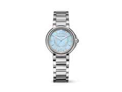 Maurice Lacroix Fiaba Colours Edition Quarz Edelstahl 32mm blaues Zifferblatt Metallband – Damenuhren Uhr ohne Datum aus Edelstahl. Das Gehäuse ist rund und silber. Das Edelstahlarmband ist silber. Das Zifferblatt ist arabisch Index und blau.