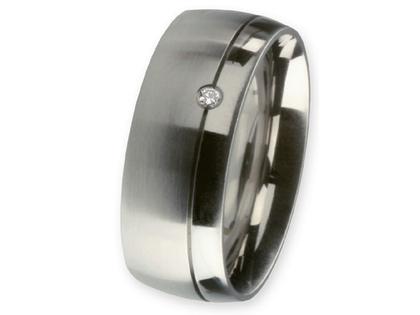 Ernstes Design Ring Nr. 111 R138.8 – Ringe Trauring mit Besatz aus Edelstahl.