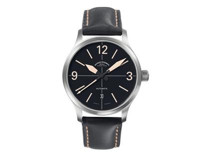 Mühle Glashütte Terranaut III Trail Herrenuhr mit Datum Version Kreuz – Herrenuhren Uhr mit Datum aus Edelstahl und Leder. Das Gehäuse ist rund und schwarz. Das Lederarmband ist schwarz. Das Zifferblatt ist arabisch und schwarz.