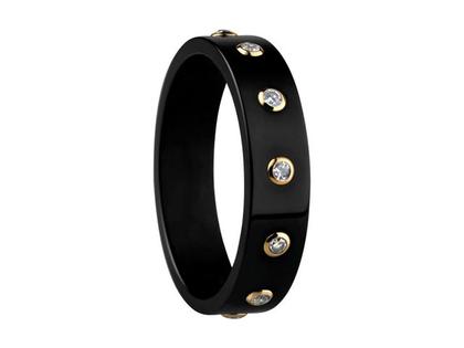 Bering Arctic Symphony Innenring breit Zirkonia gefasst mehrfach Keramik Schwarz gelb – Ringe Ring mit Besatz aus Keramik.